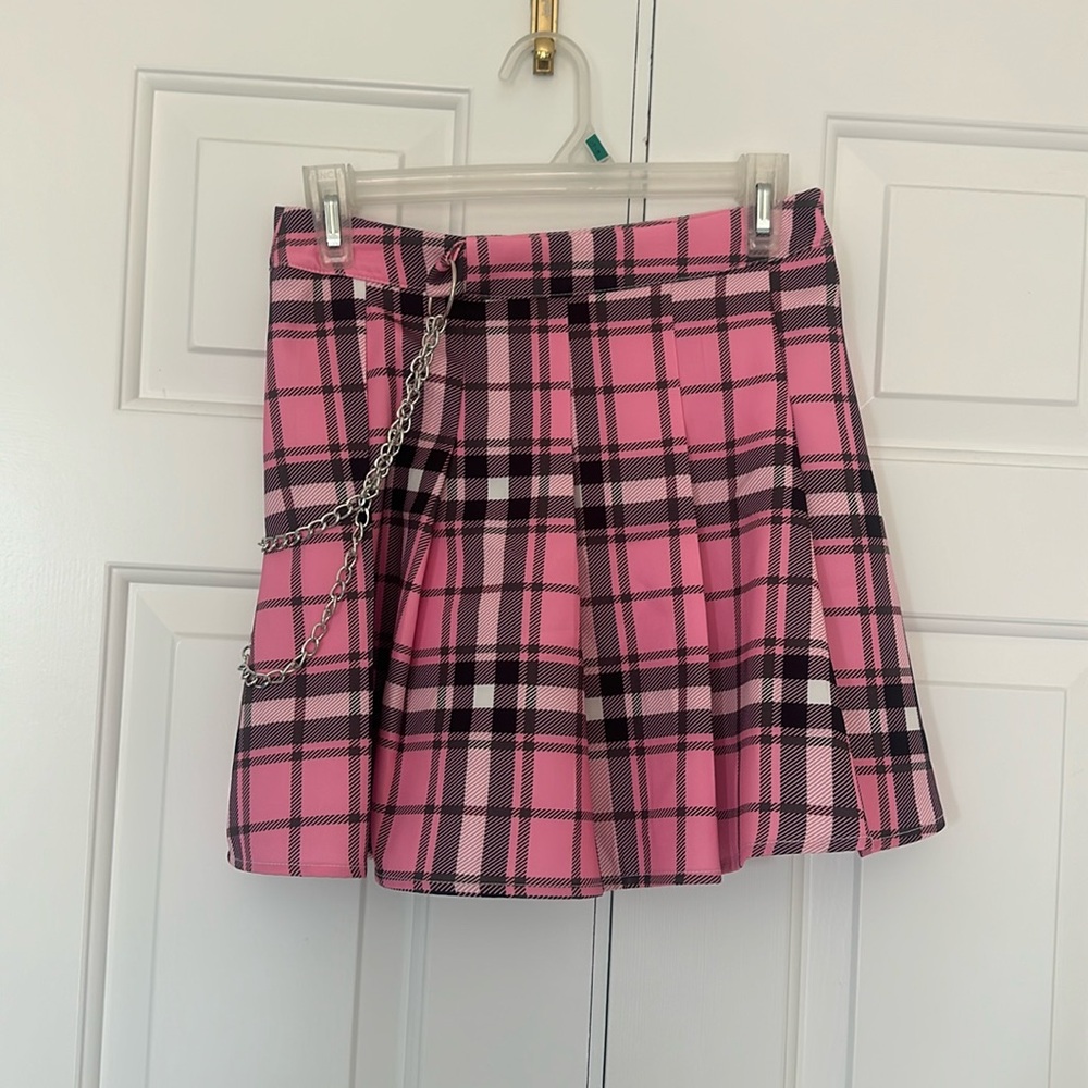 Pink and Black Mini Skater Skirt